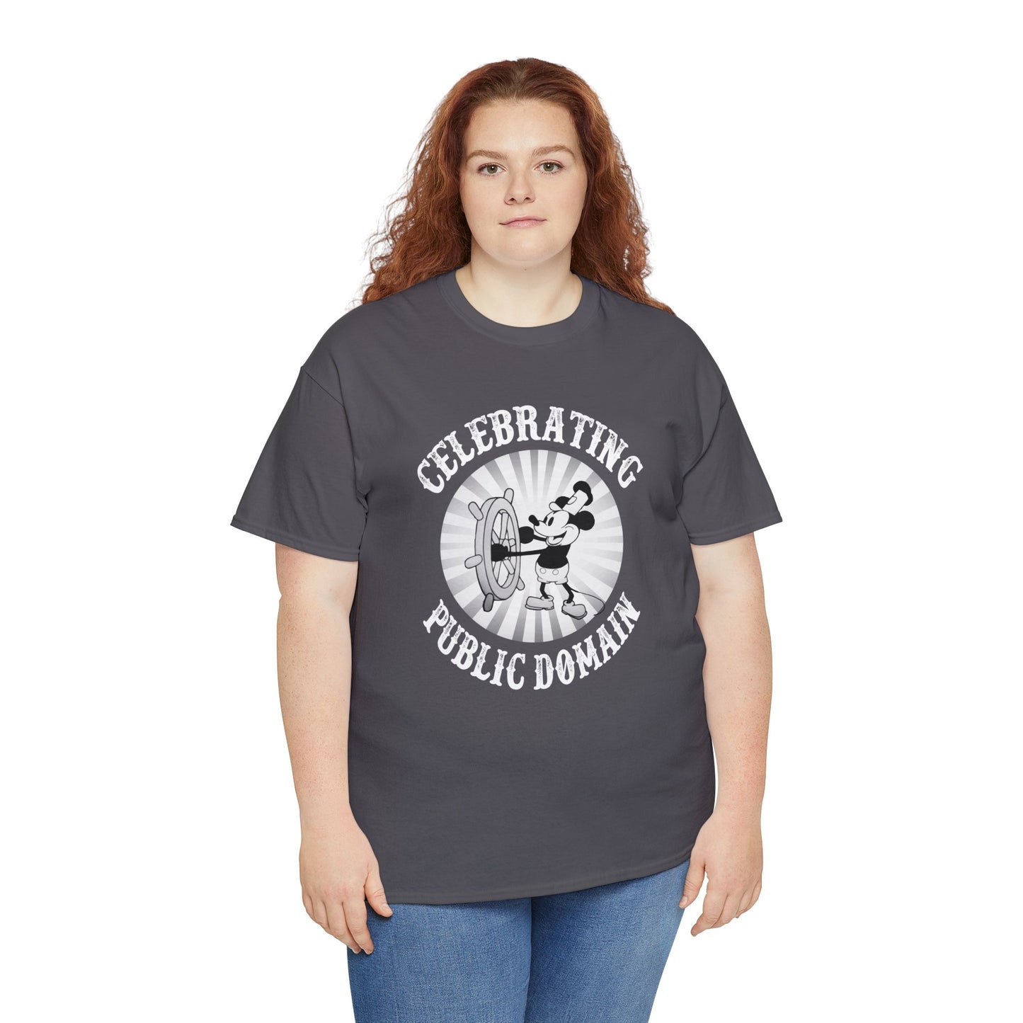 Celebrating Public Domain Steamboat Willie Classic TV and Film Unisex Heavy Cotton Tee